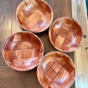 Vintage pressed wood weave bowls